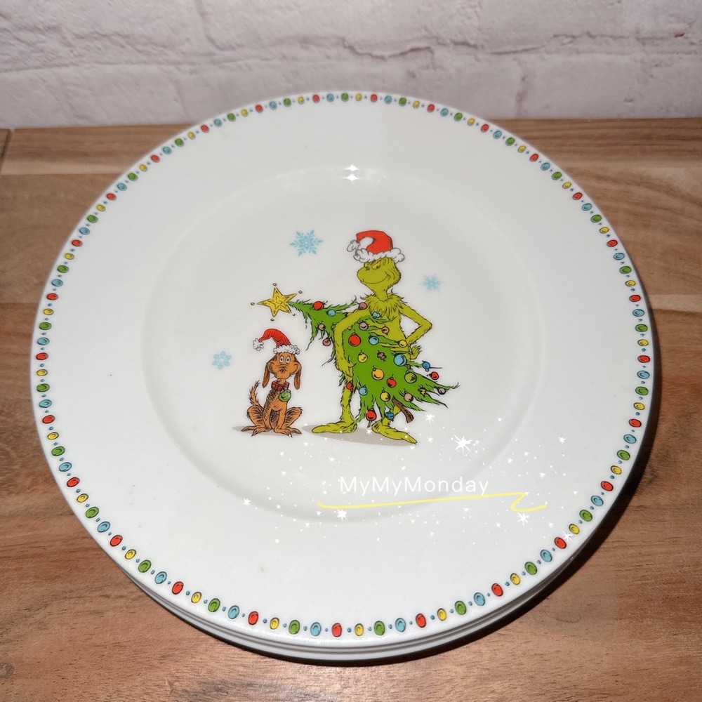 Dr Seuss The Grinch Salad Plate Set of 4 - Picture 3 of 6